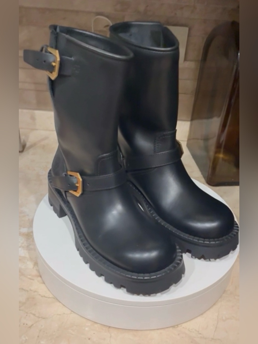 NEW Versace Vitello Medusa Biker Leather Boots in Black For Women's Size 7.5 US - Picture 3 of 10